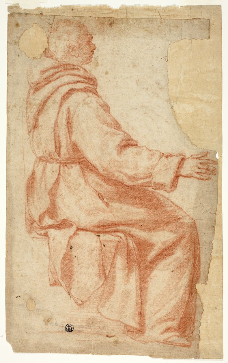 Monje sentado de perfil a la derecha de Unknown Florentine