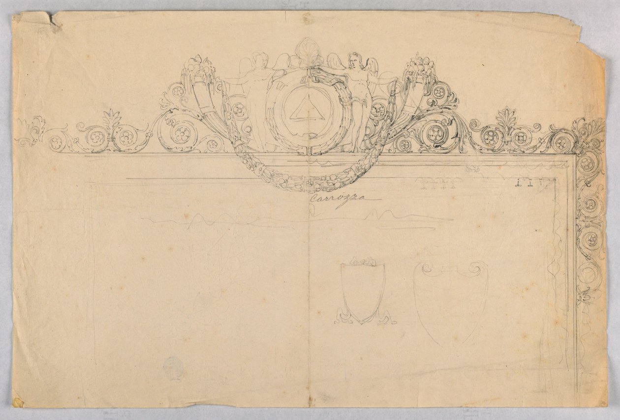 Diseño para el remate en la parte trasera de un carruaje de Unknown, Italian