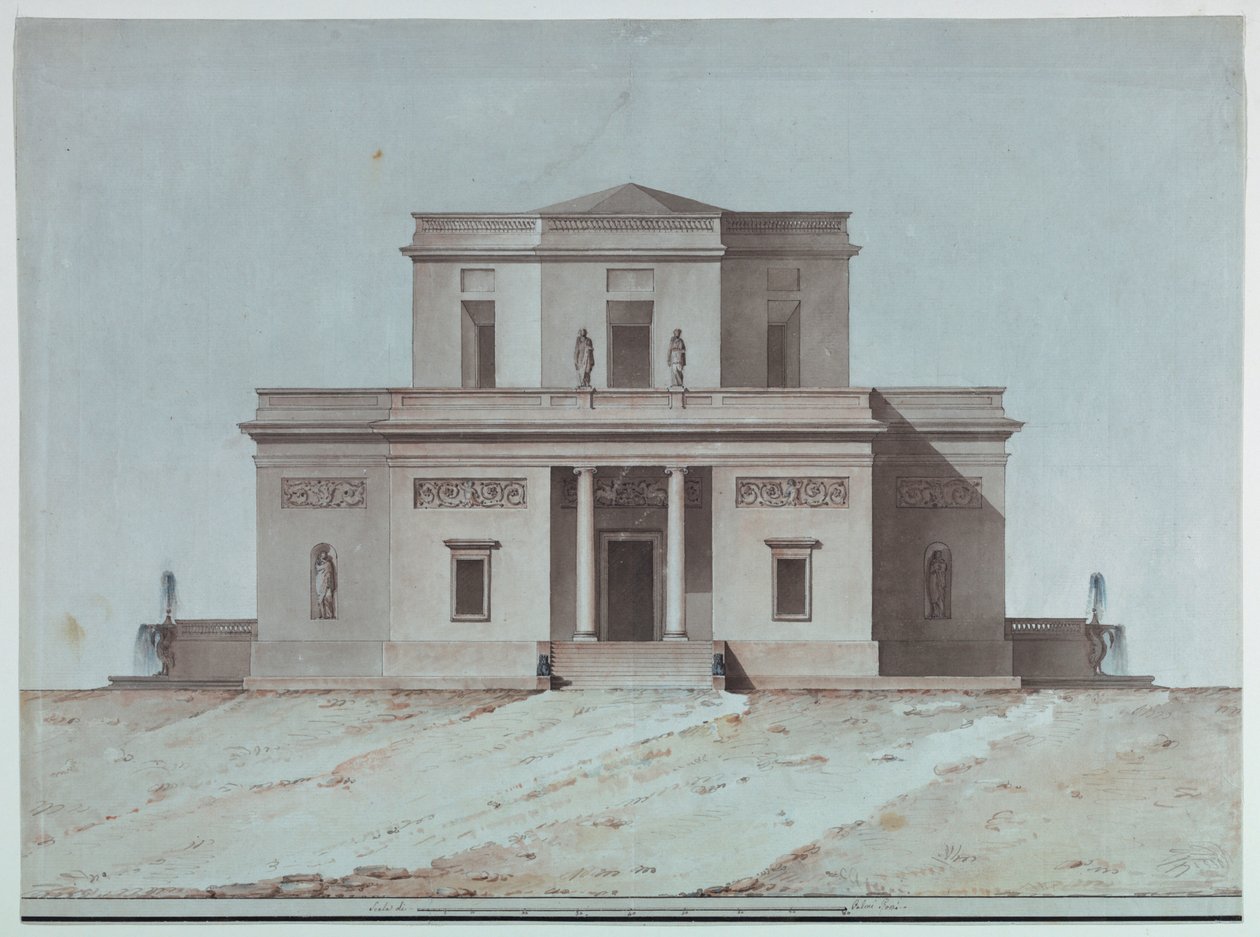 Elevación de una villa de campo de Unknown, Italian