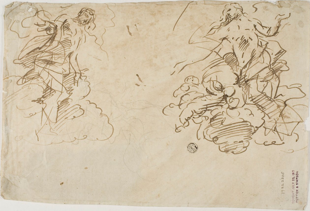 Dos figuras en las nubes de Unknown Italian