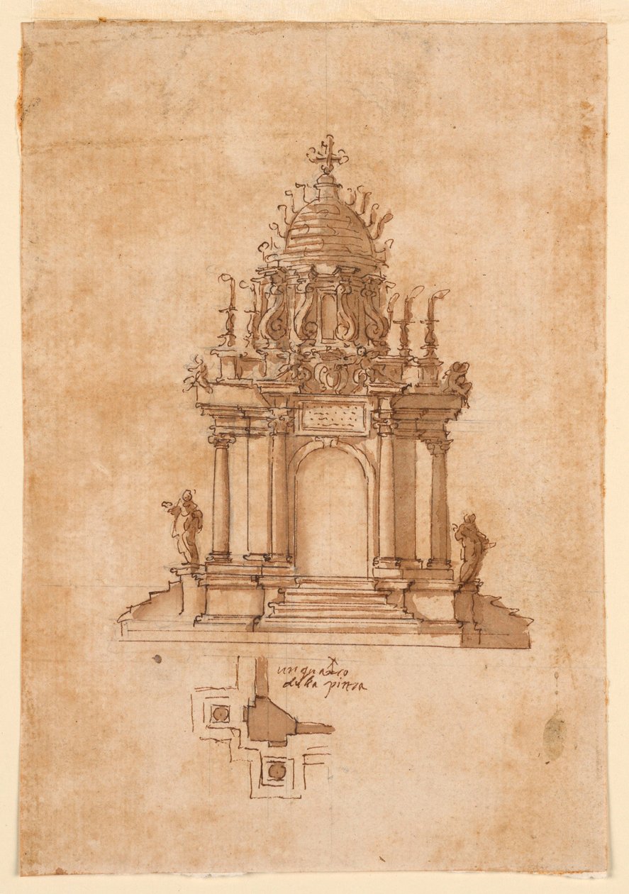 Dibujo, Catafalco, hacia 1631 de Unknown artistUnknown artist