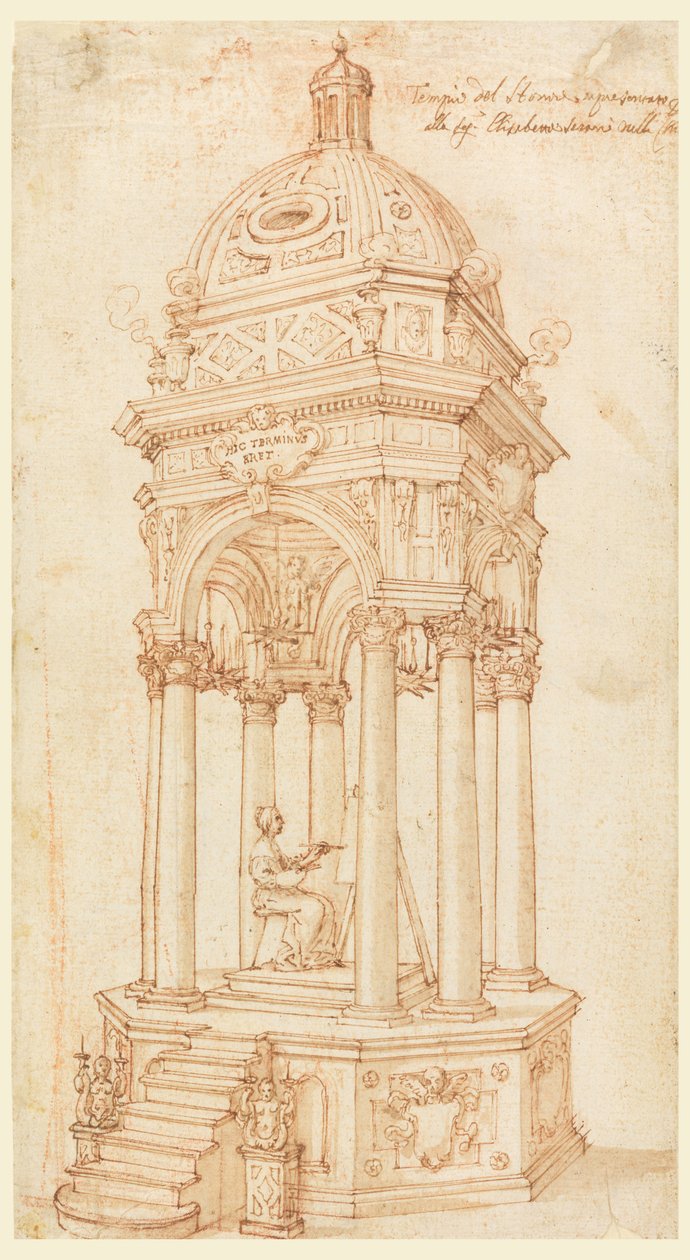 Dibujo, Catafalco de la artista bolonesa Elisabetta Sirani (1638-1665), 1665 de Unknown artistUnknown artist