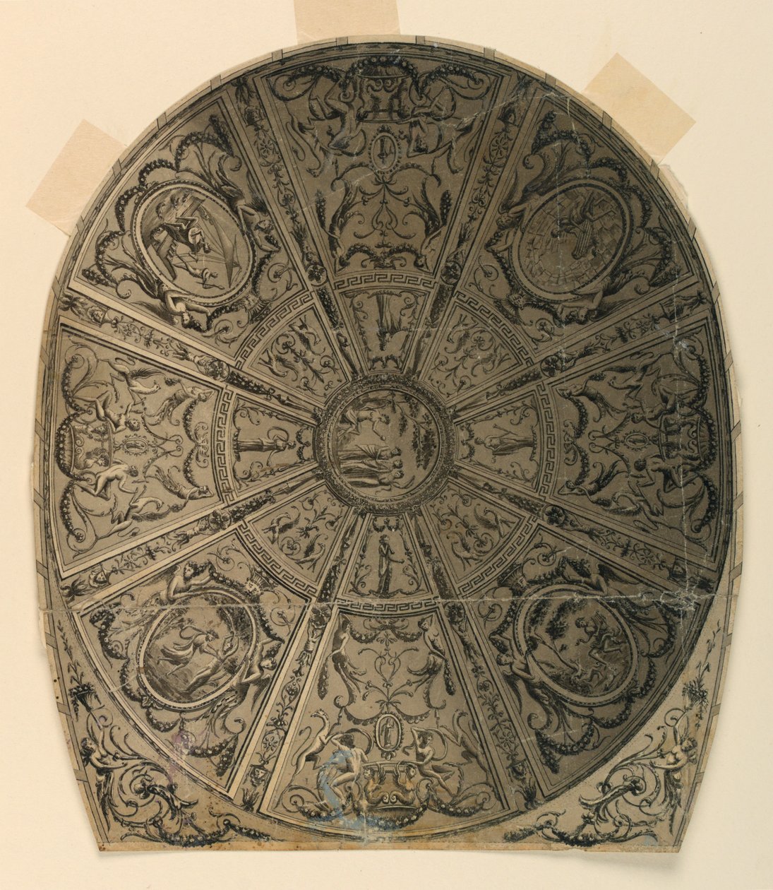 Dibujo, Diseño de techo: Decoración para teatro, ca. 1790 de Unknown artistUnknown artist