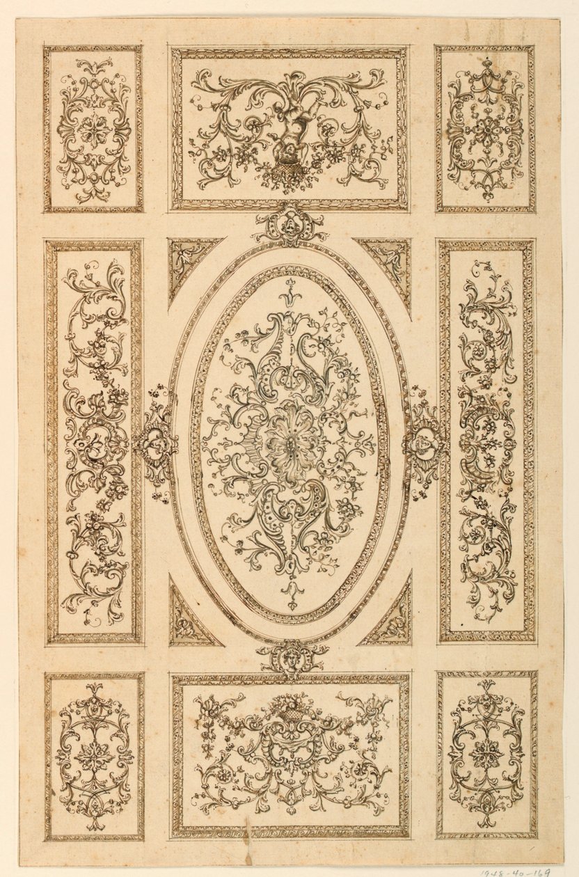 Dibujo, Diseño de techo, ca. 1750 de Unknown artistUnknown artist