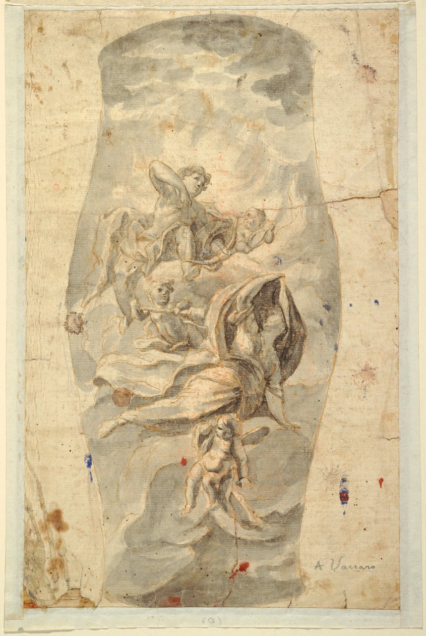 Dibujo, Diseño de techo con Apolo, hacia 1780 de Unknown artistUnknown artist