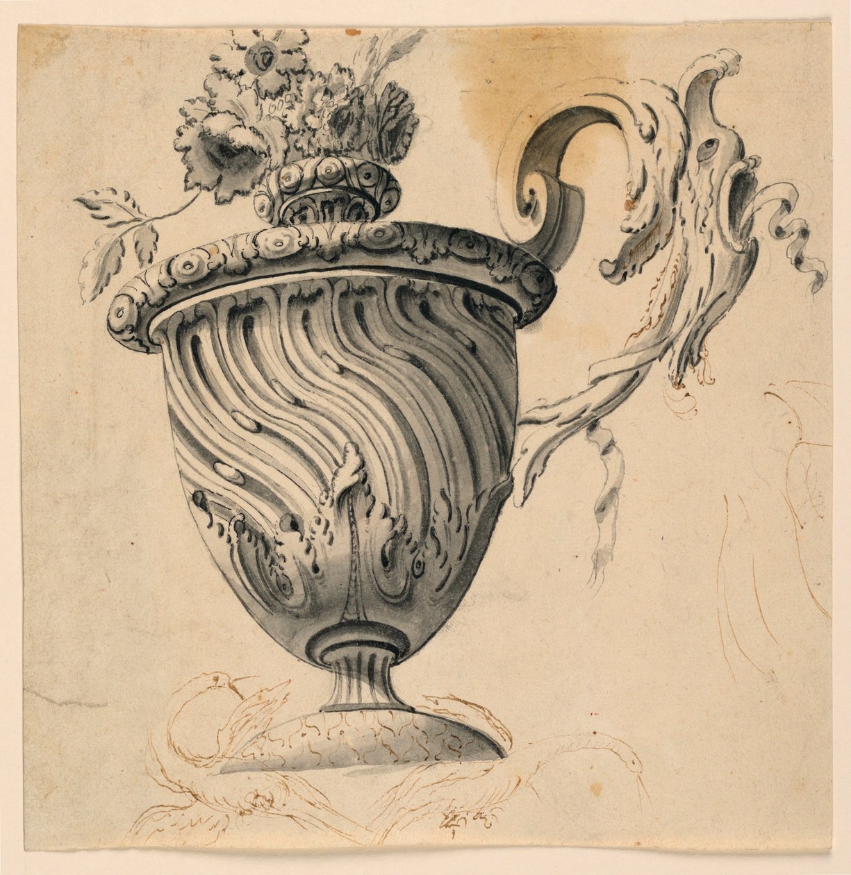 Dibujo, pintura del techo y florero, ca. 1725-50 de Unknown artistUnknown artist
