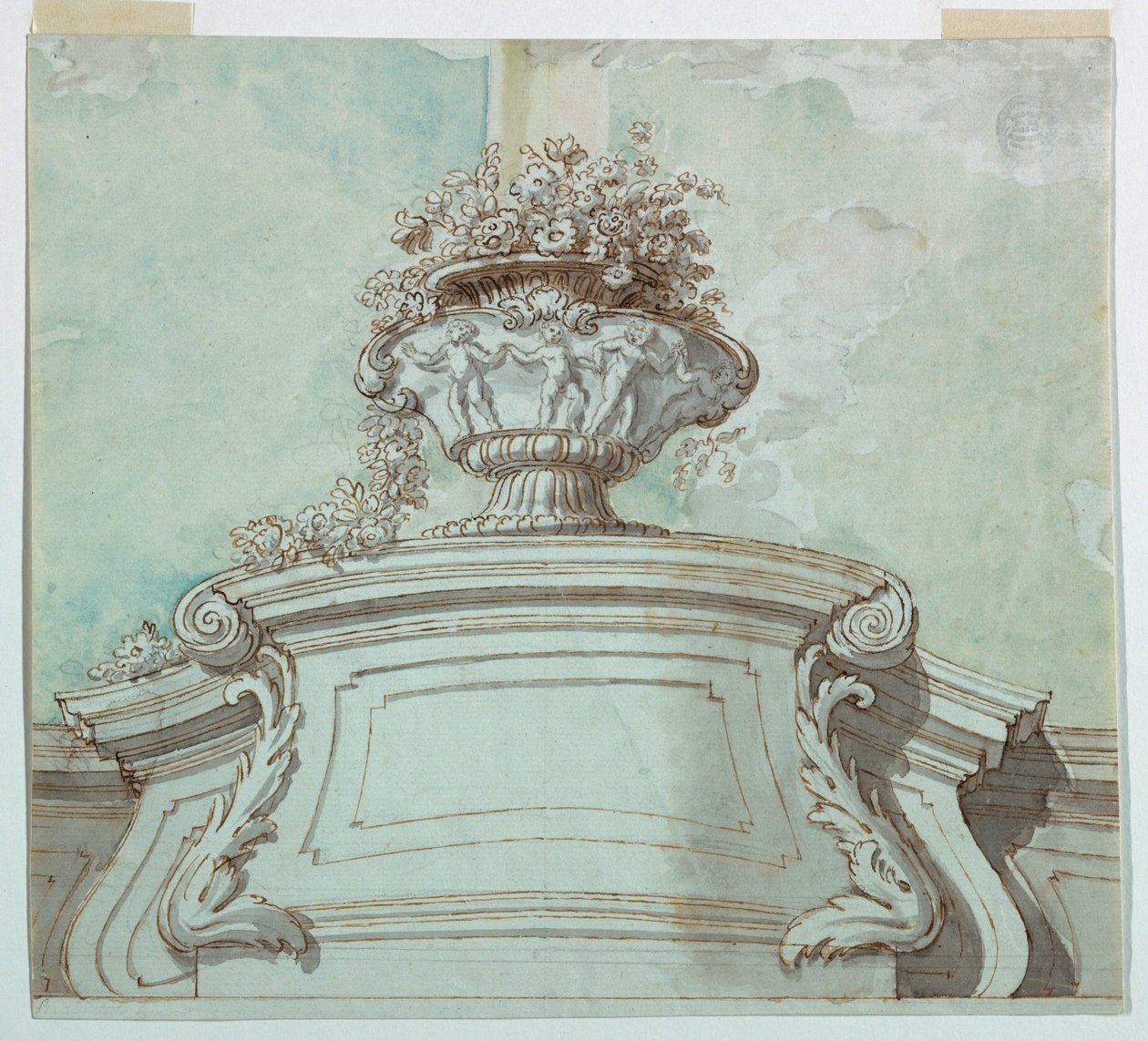 Dibujo, Panel central para un techo, 1750-1800 de Unknown artistUnknown artist