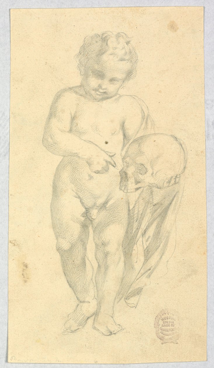 Dibujo, Niño llevando una calavera, siglos XVI-XIX de Unknown artistUnknown artist