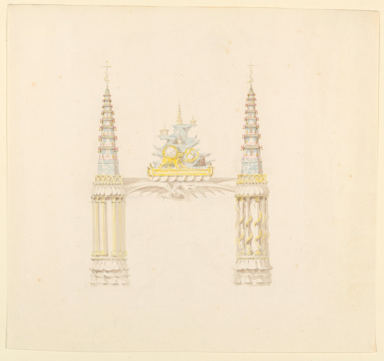 Dibujo, Chimenea, Pared Oeste de la Sala de Música, ca. 1820 de Unknown artistUnknown artist