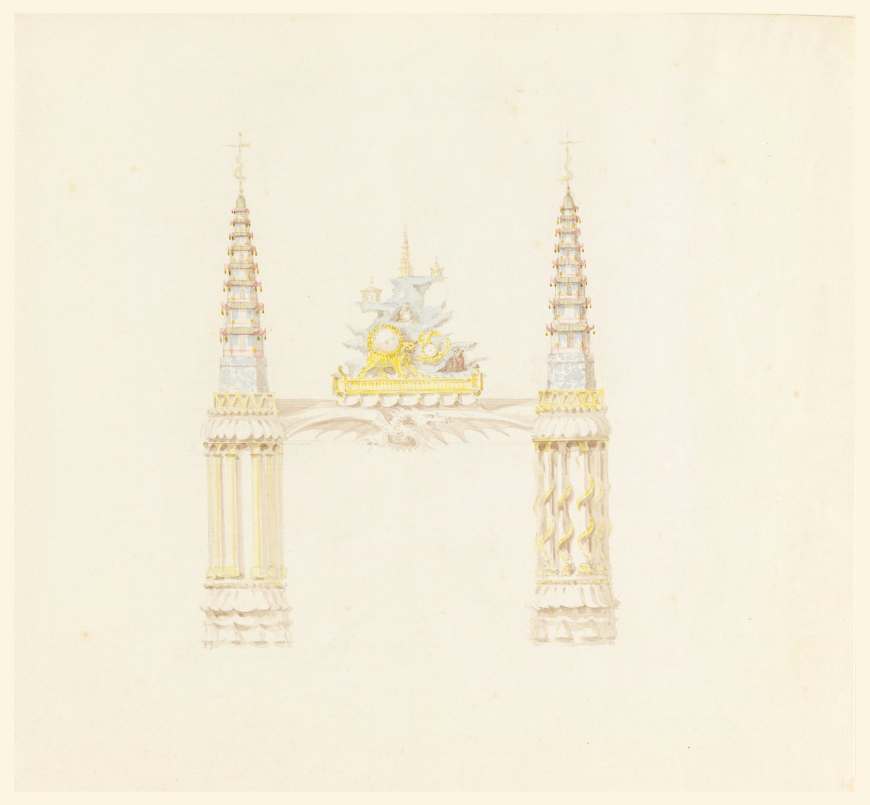 Dibujo, Chimenea, Pared Oeste de la Sala de Música, ca. 1820 de Unknown artistUnknown artist