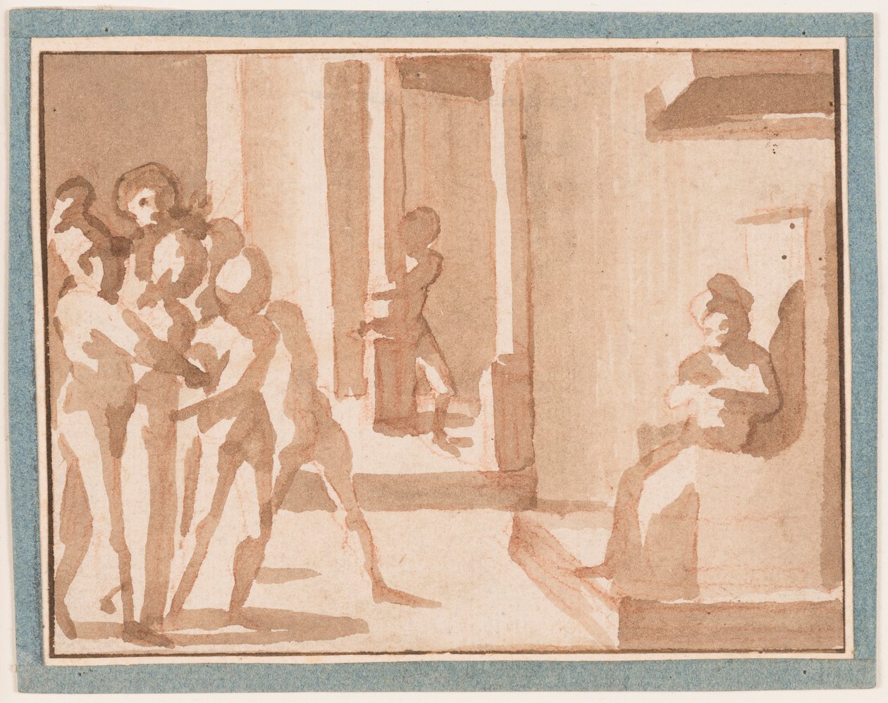 Dibujo, Cristo ante Caifás, 1550-1600 de Unknown artistUnknown artist