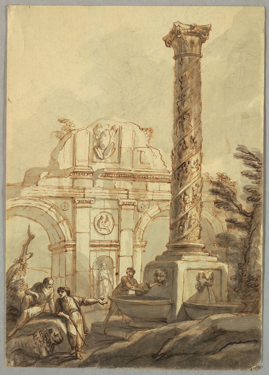 Dibujo, Ruinas clásicas, hacia 1750 de Unknown artistUnknown artist