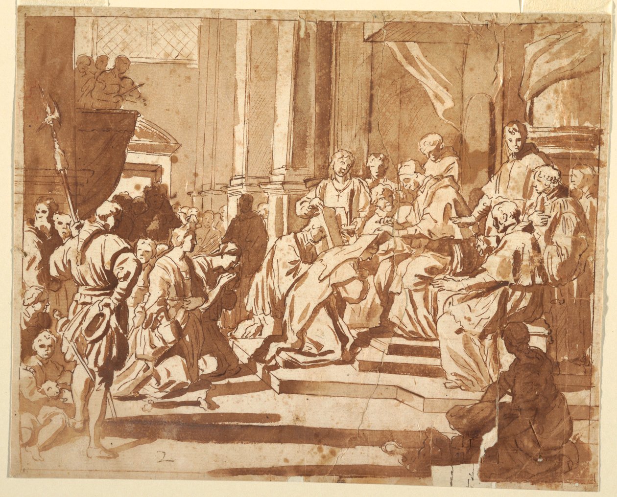 Dibujo, Clemente XI vistiendo a su sobrina como monja, ca. 1700 de Unknown artistUnknown artist