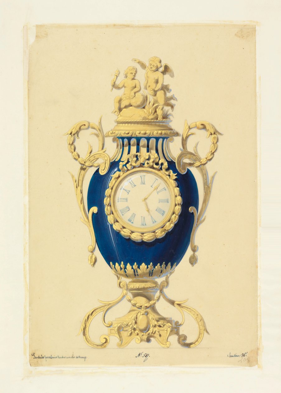 Dibujo, Reloj en porcelana, ca. 1855 de Unknown artistUnknown artist