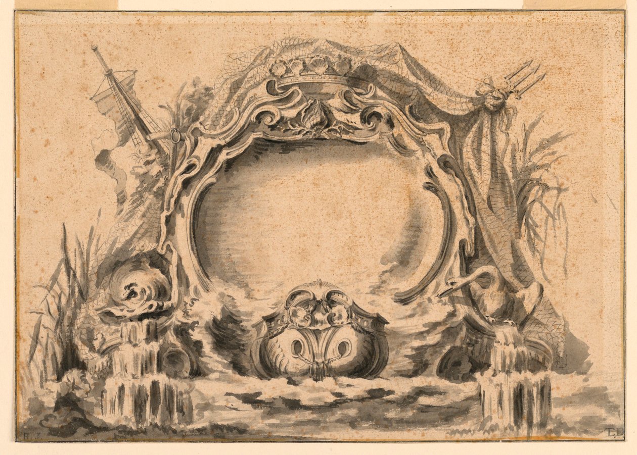 Dibujo, Copia de un escudo en una de las publicaciones de fetes, ca. 1740 de Unknown artistUnknown artist