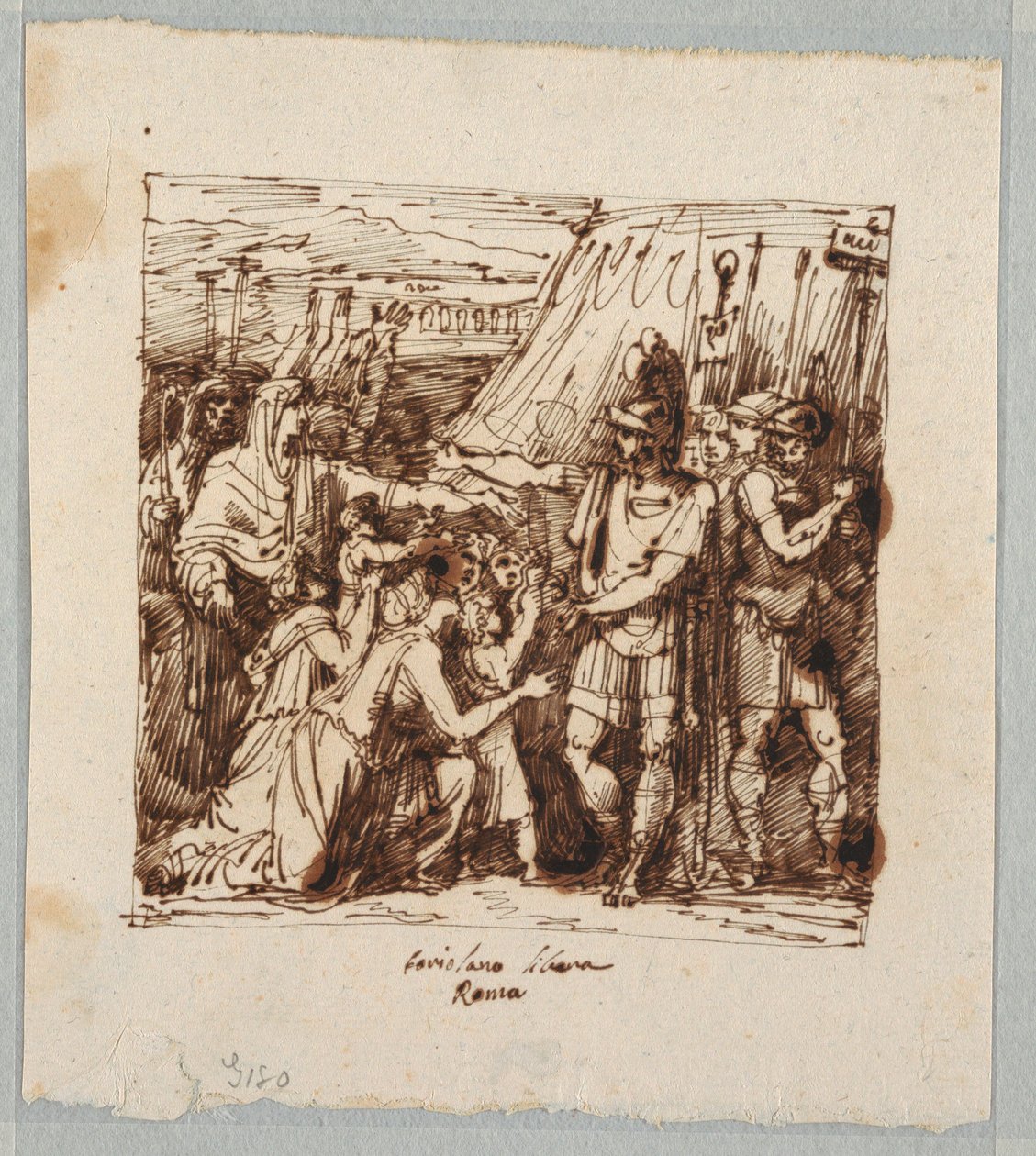 Dibujo, Coriolano acepta levantar el sitio de Roma, finales del siglo XIX de Unknown artistUnknown artist