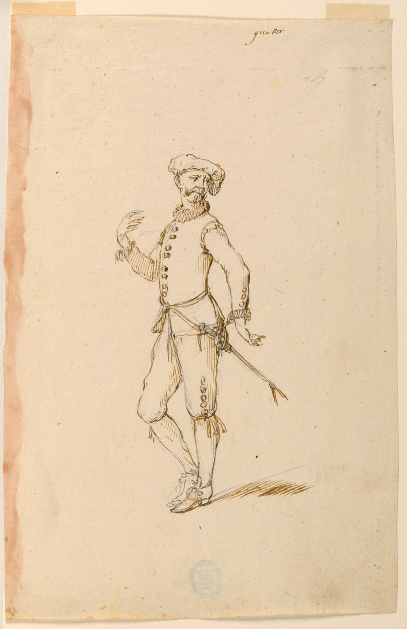 Dibujo, Diseño de vestuario: Un capitán para un ballet, ca. 1720 de Unknown artistUnknown artist