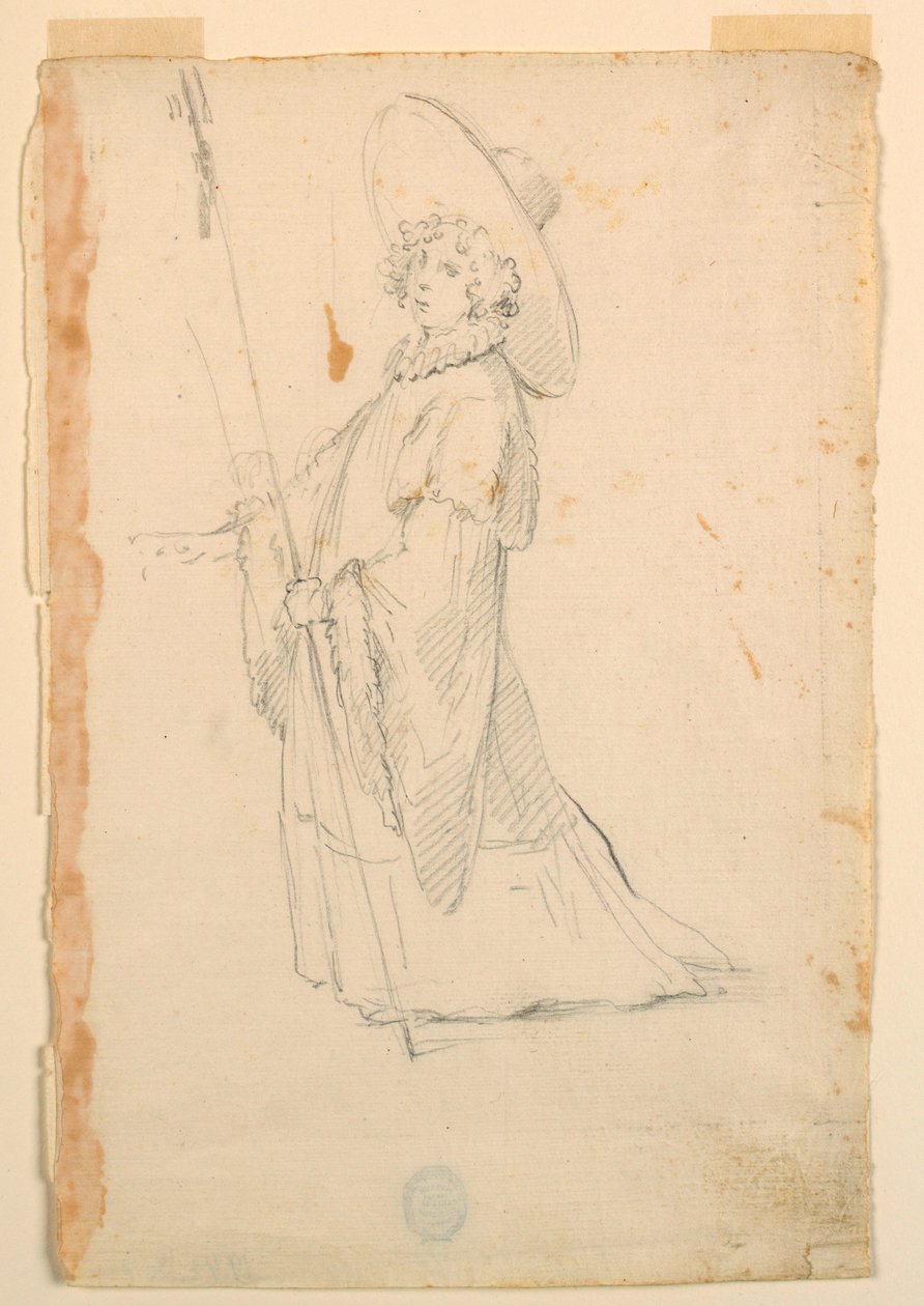 Dibujo, Diseño de vestuario: Una muchacha con atuendo fantástico para un ballet, ca. 1720 de Unknown artistUnknown artist