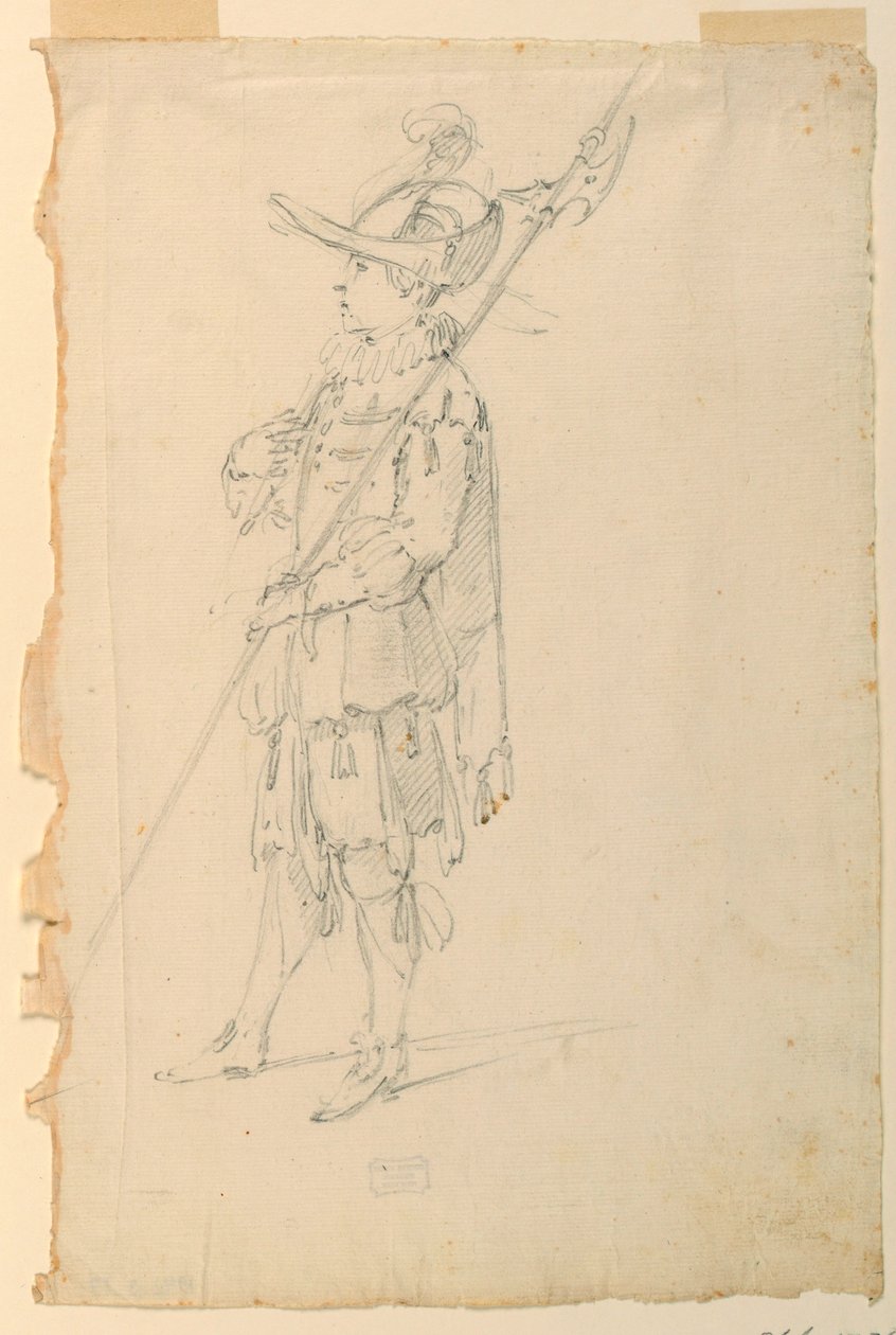 Dibujo, Diseño de vestuario: Un alabardero para un ballet, ca. 1720 de Unknown artistUnknown artist