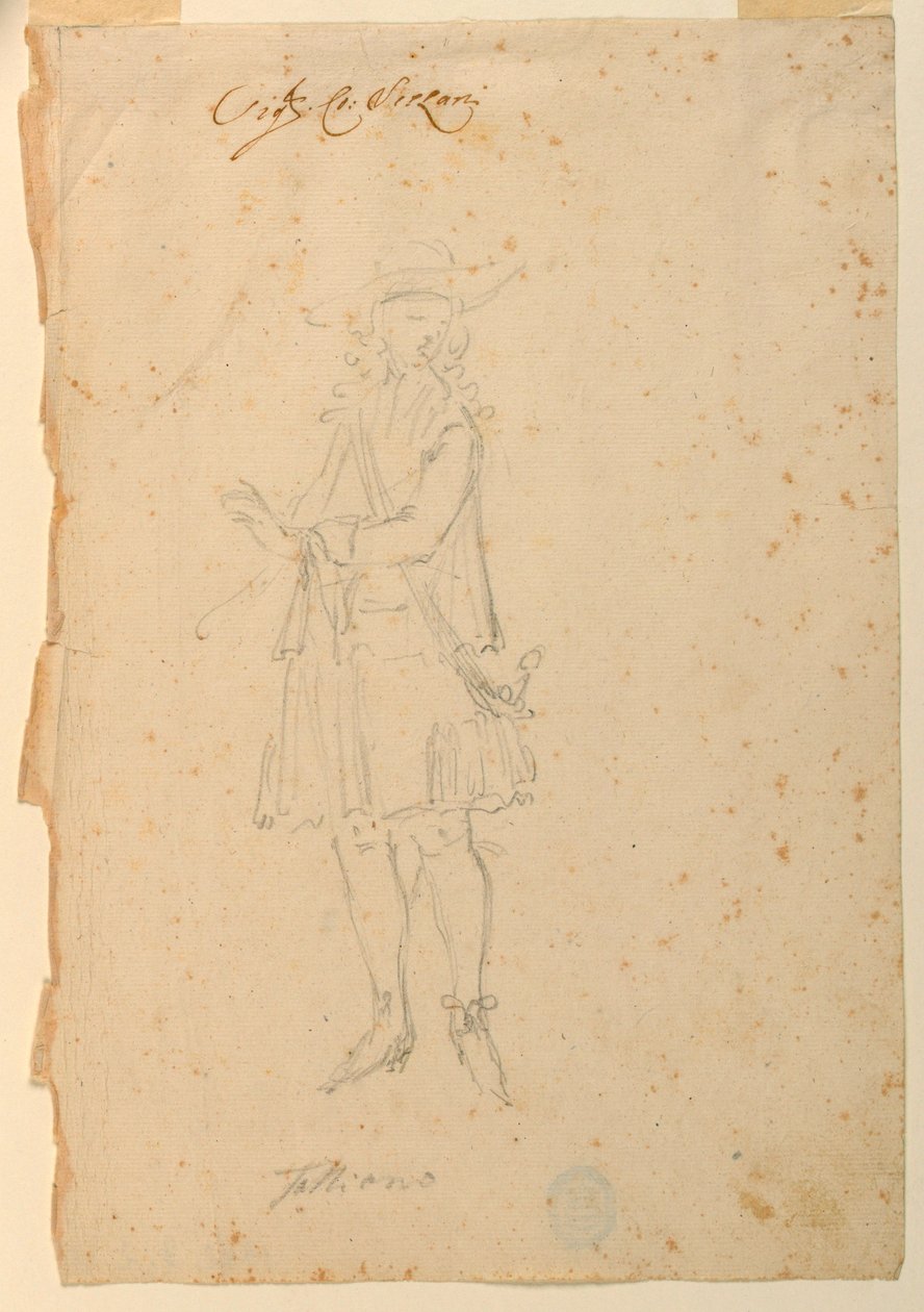 Dibujo, Diseño de vestuario: Un hombre de mundo para un ballet, ca. 1720 de Unknown artistUnknown artist