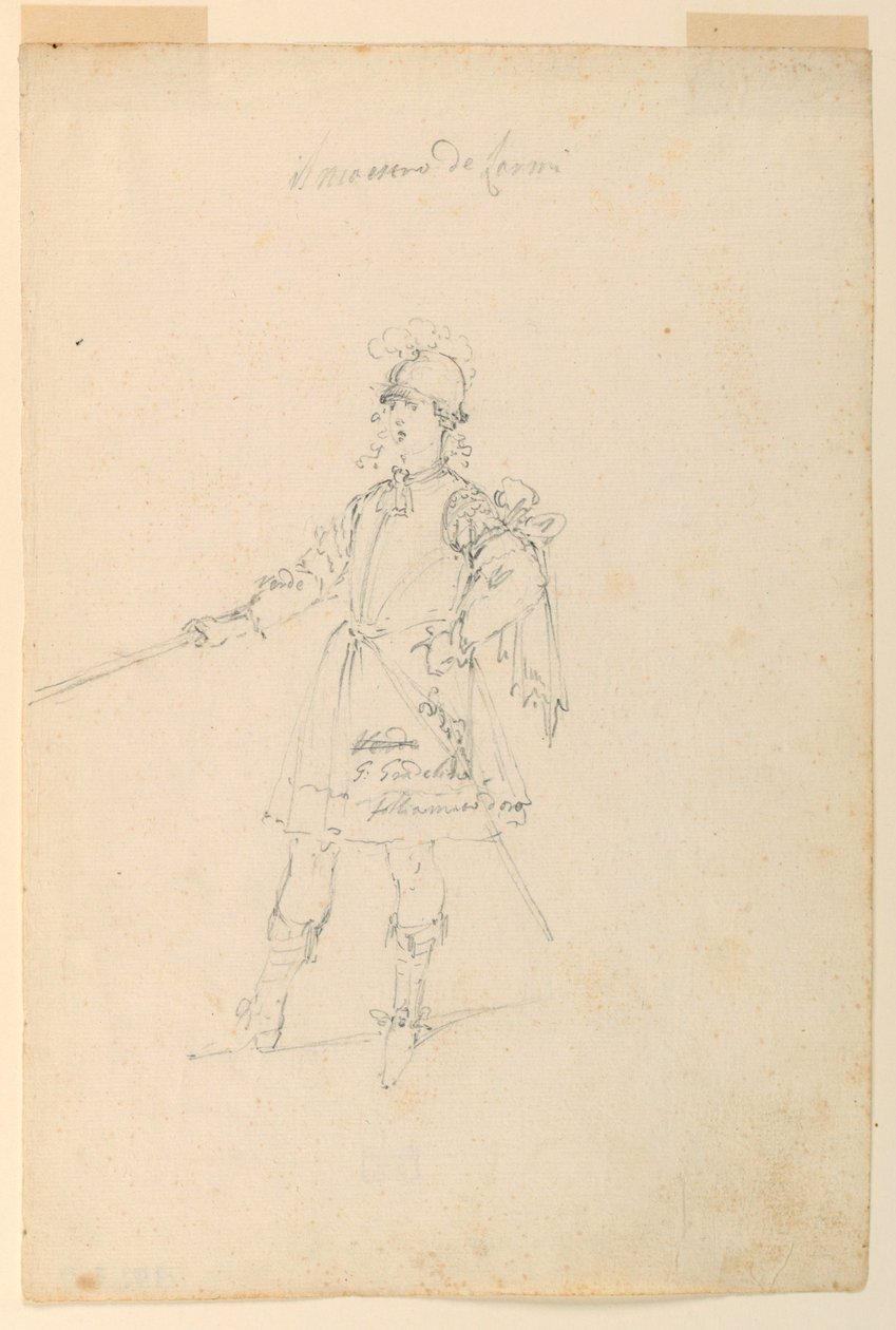 Dibujo, Diseño de vestuario: El Maestro de Armas para un Ballet, ca. 1720 de Unknown artistUnknown artist