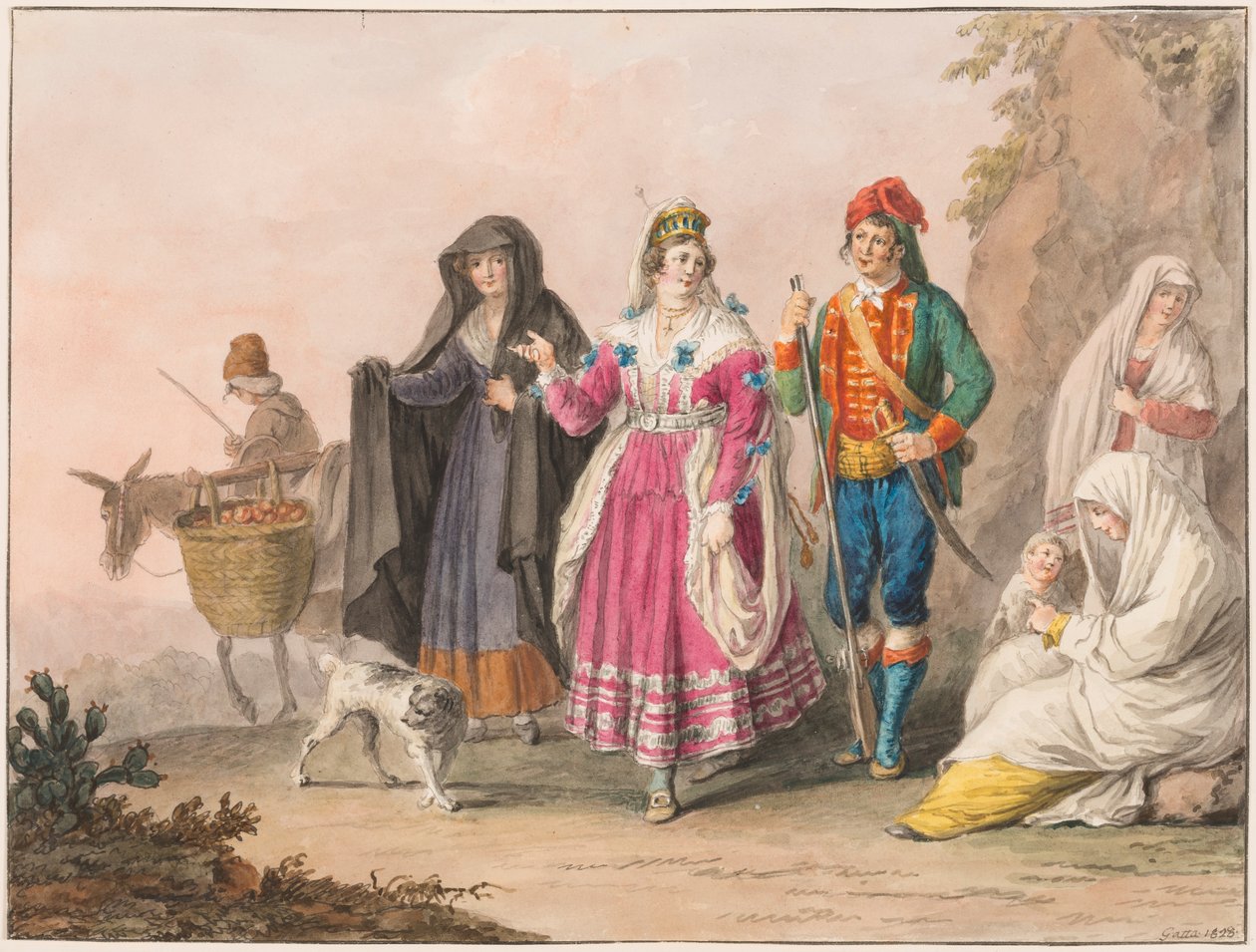 Dibujo, Trajes de Sicilia, 1828 de Unknown artistUnknown artist