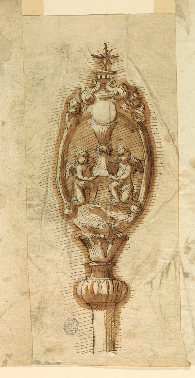 Dibujo, Cresta de un bastón procesional, 1600-1650 de Unknown artistUnknown artist