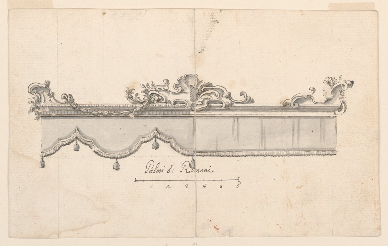 Dibujo, Cresta de un dosel (V: bocetos de figuras), ca. 1750-75 de Unknown artistUnknown artist
