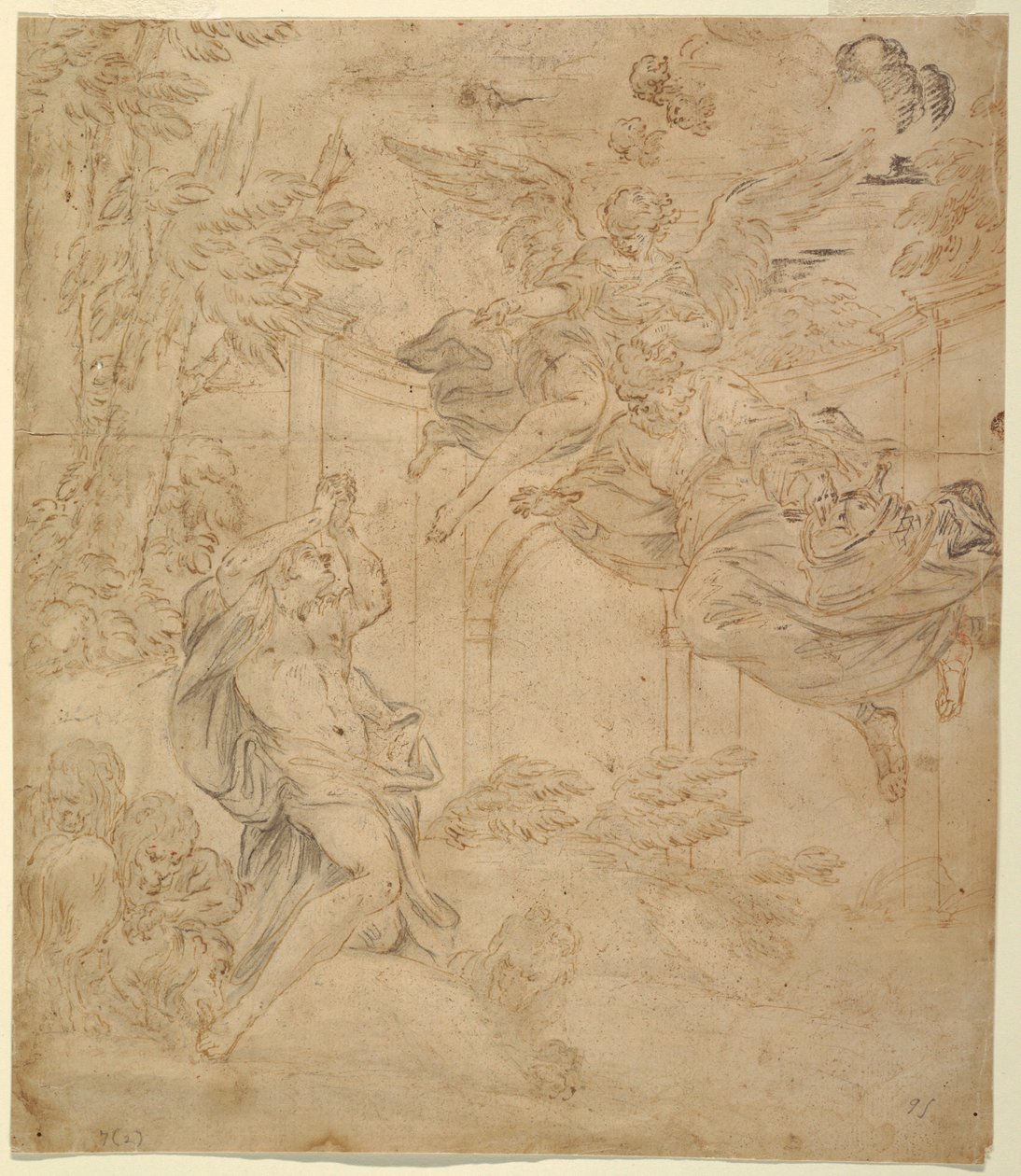 Dibujo, Daniel en la guarida del león, hacia 1630-40 de Unknown artistUnknown artist