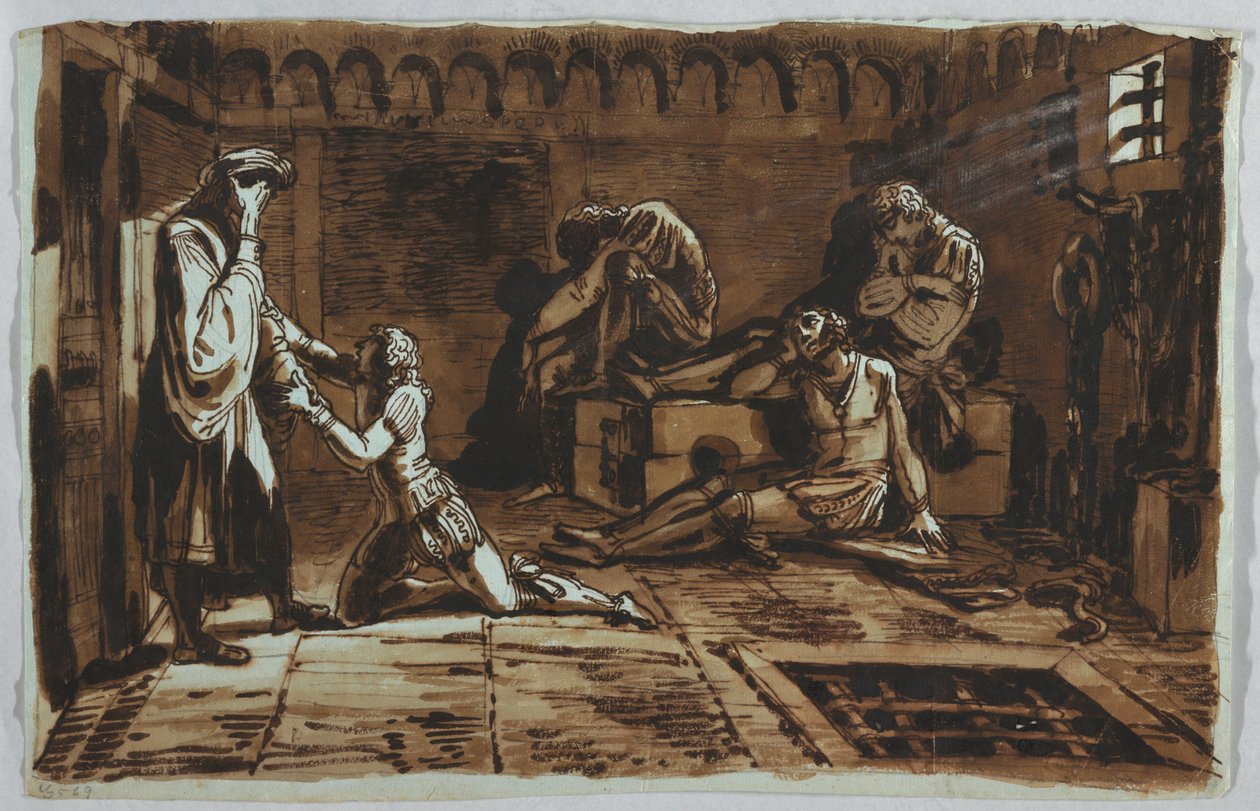 Dibujo, Muerte del conde Ugolino y de sus hijos, 1815-1823 de Unknown artistUnknown artist