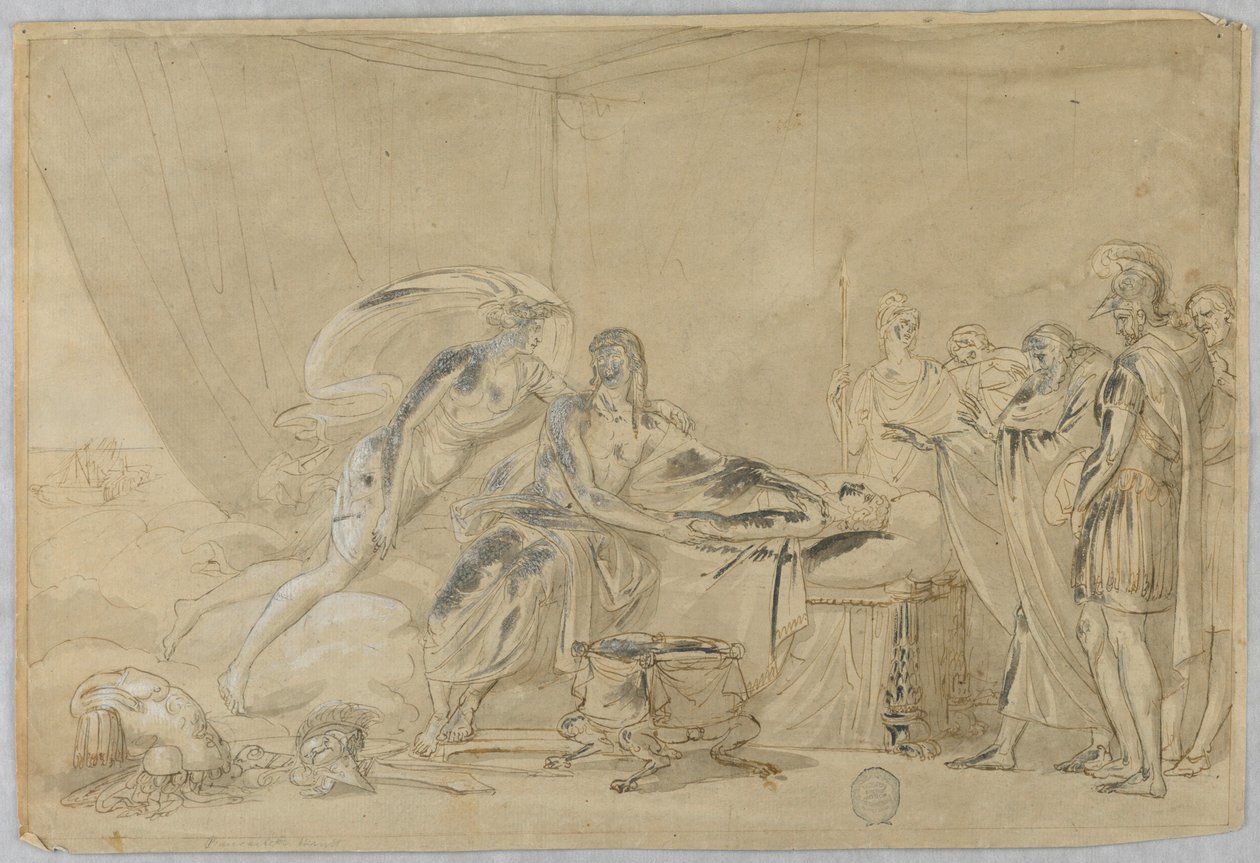 Dibujo, Muerte de Meleagro o de un héroe, siglos XVI-XIX de Unknown artistUnknown artist