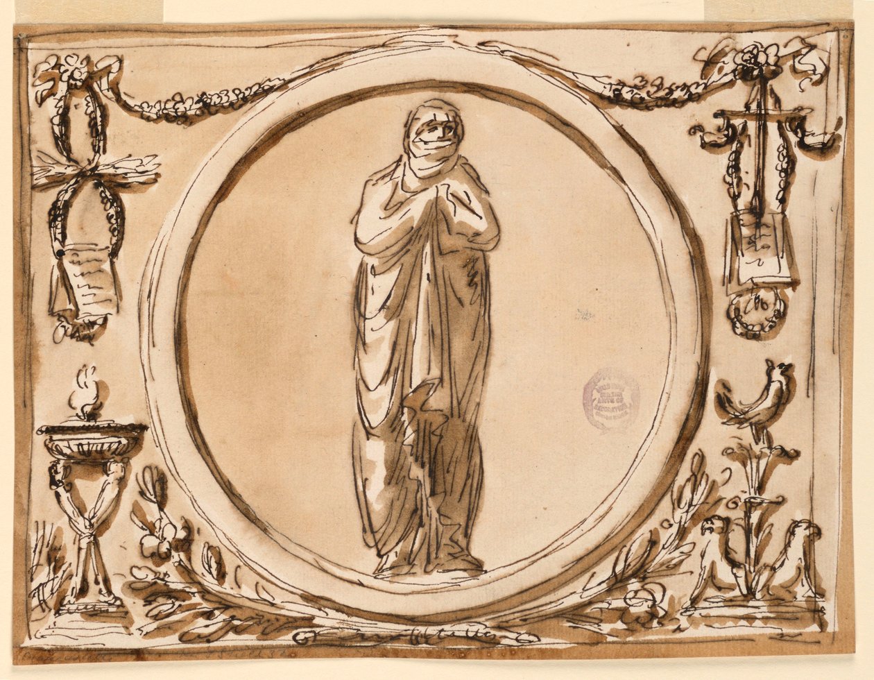 Dibujo, Decoración de un panel, 1789-1793 de Unknown artistUnknown artist