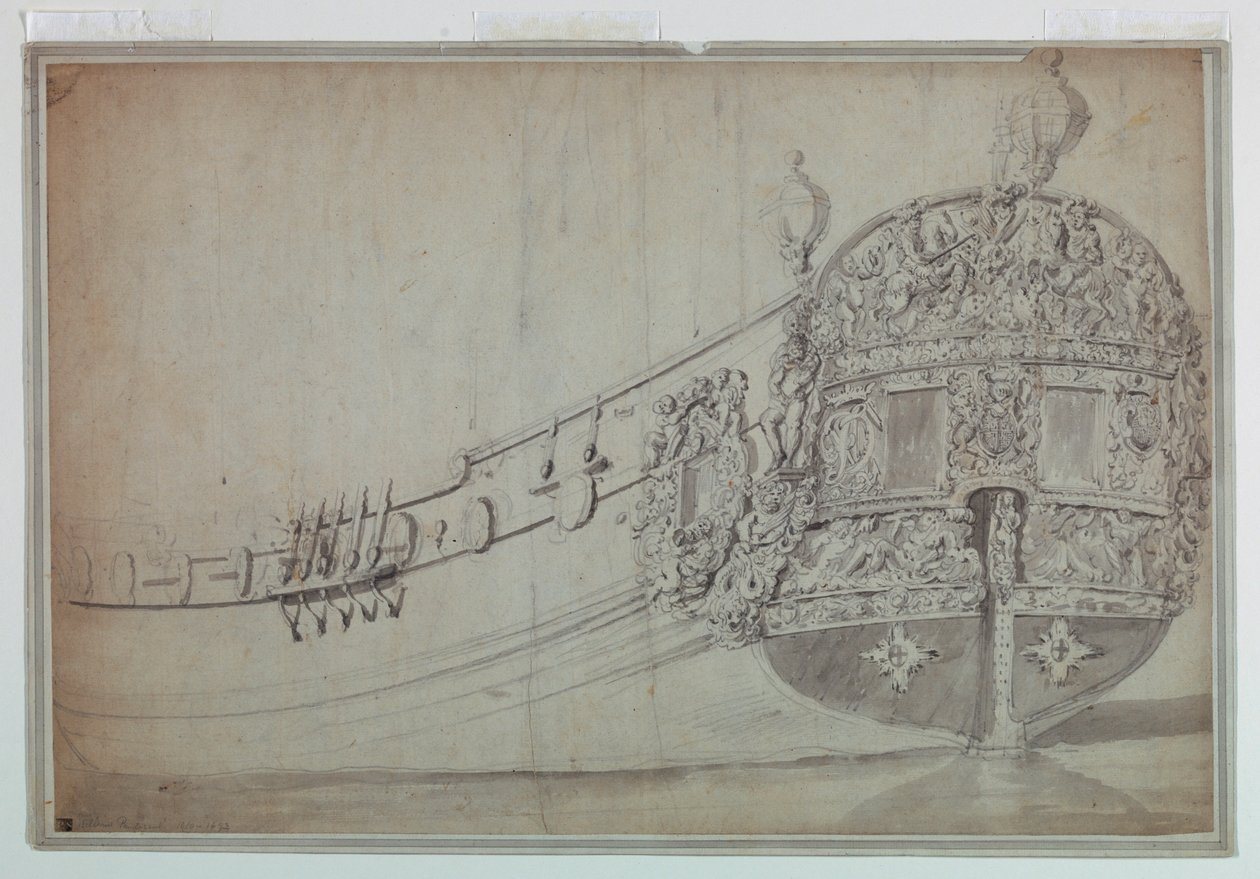Dibujo, Diseño decorativo para la popa de un barco, ca. 1705 de Unknown artistUnknown artist