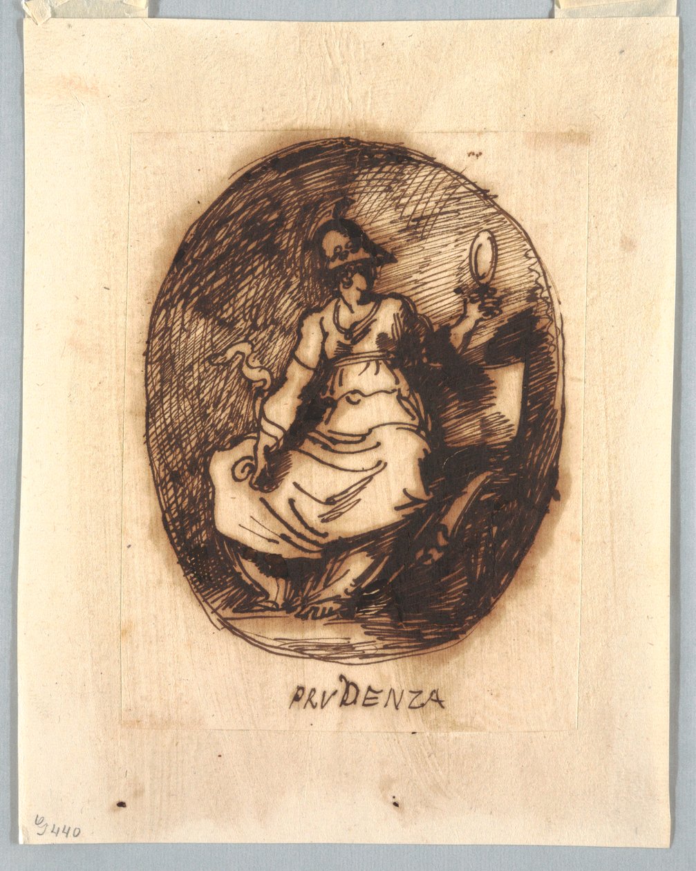 Dibujo, Proyecto decorativo con Prudencia en óvalo, ca. 1780 de Unknown artistUnknown artist