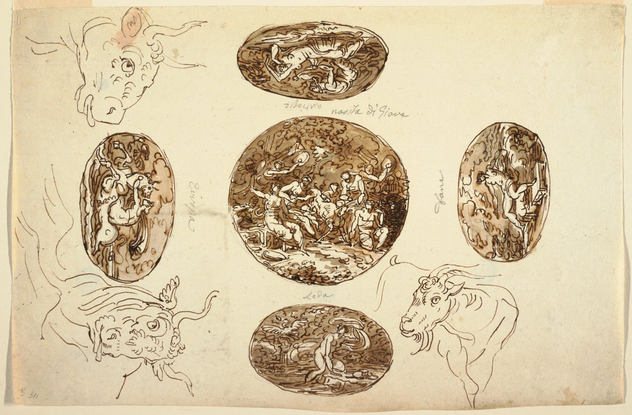 Dibujo, Escrituras de Júpiter, para un techo, 1812 de Unknown artistUnknown artist