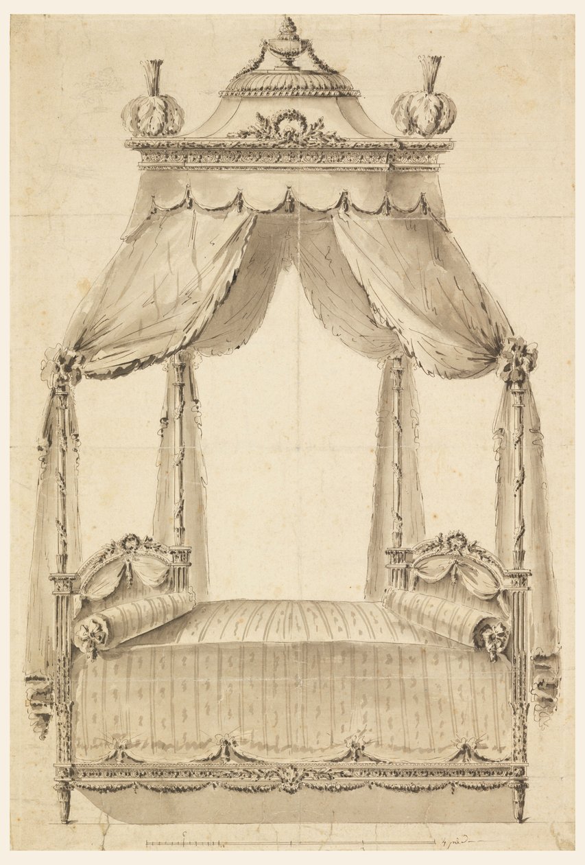 Dibujo, Diseño para una cama, ca. 1785 de Unknown artistUnknown artist
