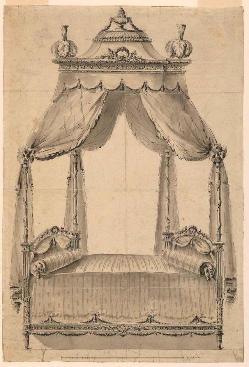 Dibujo, Diseño para una cama, ca. 1785 de Unknown artistUnknown artist
