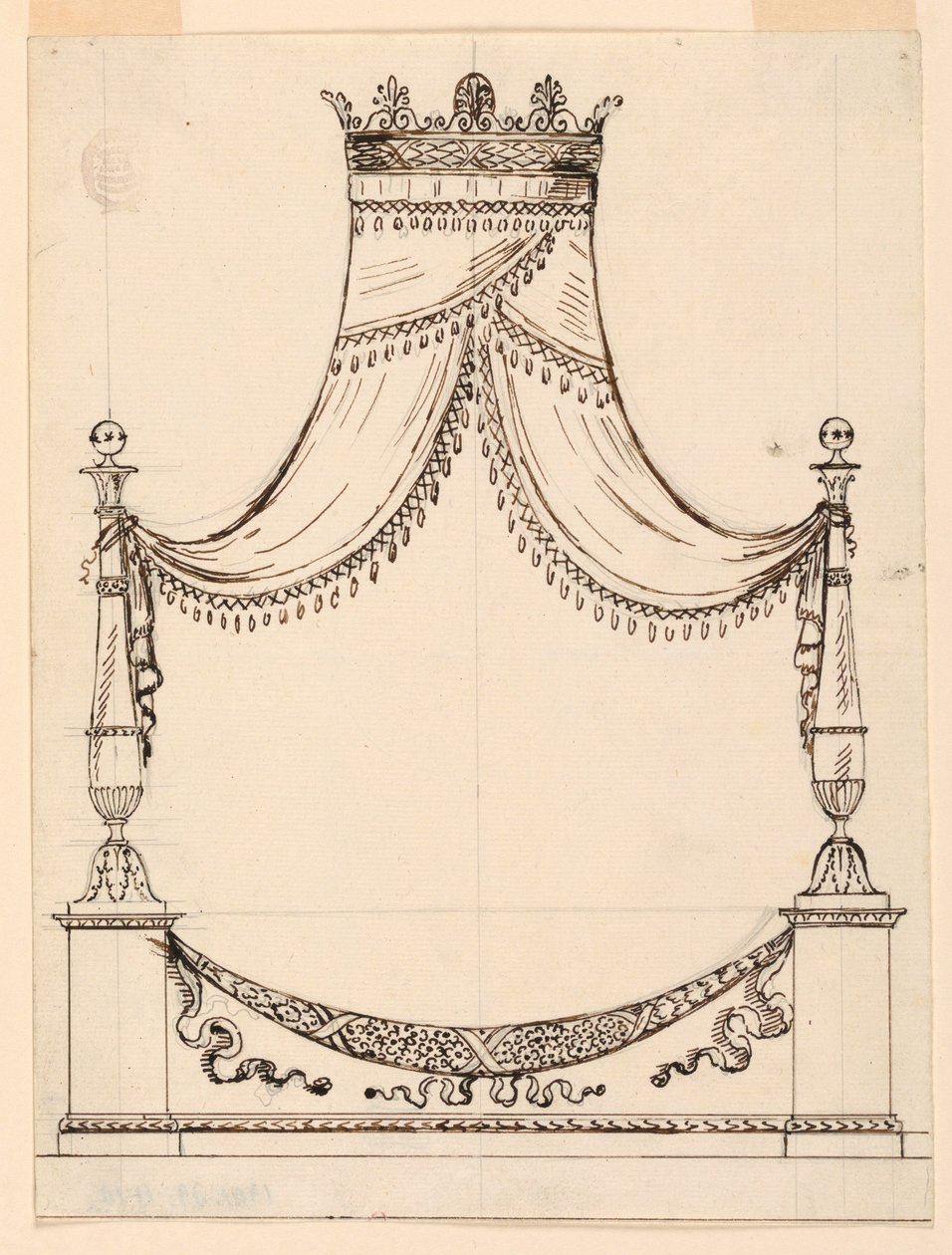 Dibujo, Diseño para una cama, ca. 1800 de Unknown artistUnknown artist