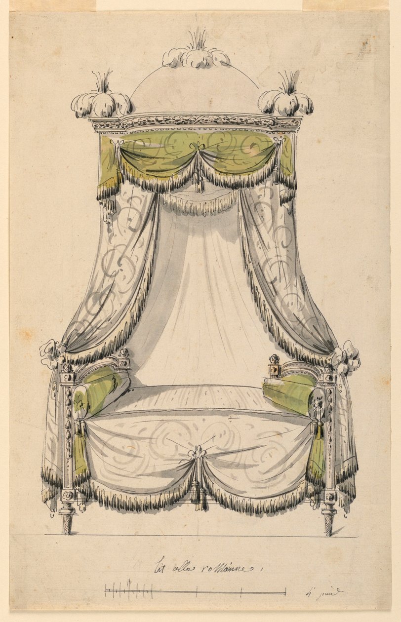 Dibujo, Diseño para una cama de estilo romano, 1780 de Unknown artistUnknown artist