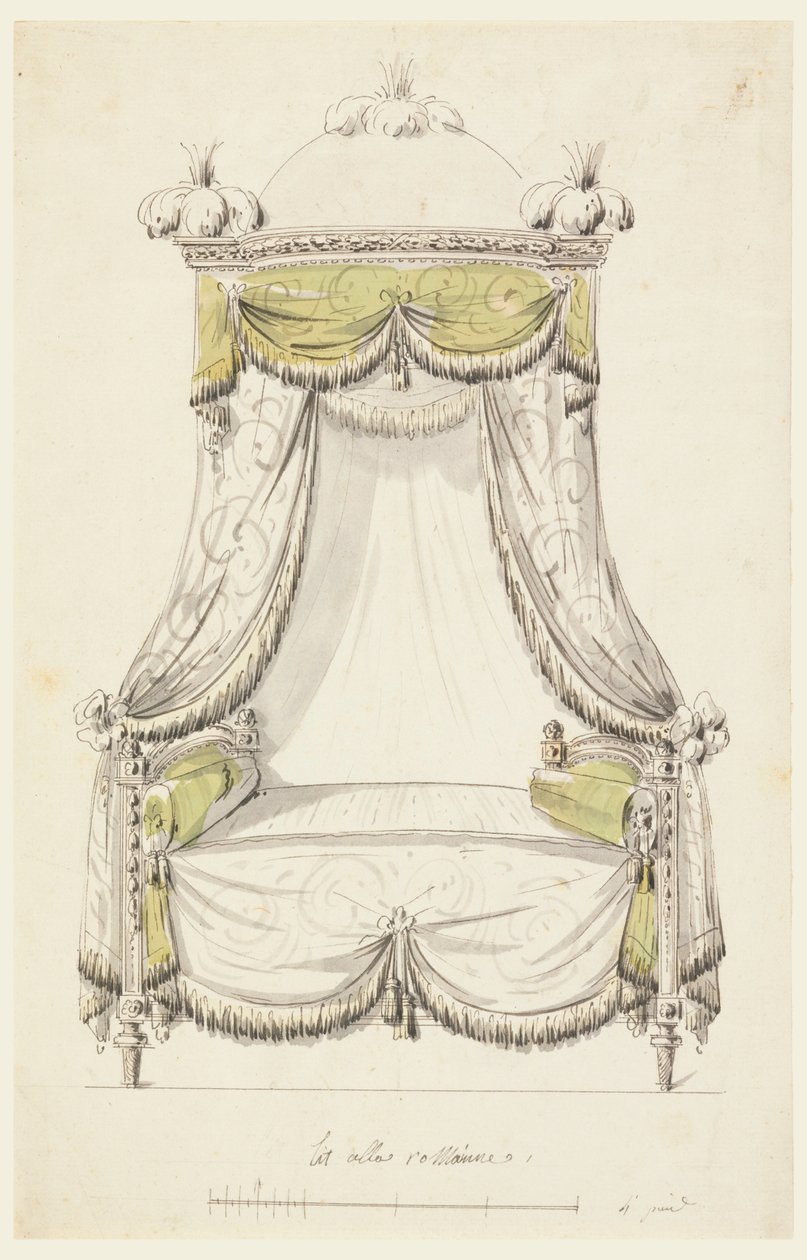 Dibujo, Diseño para una cama de estilo romano, 1780 de Unknown artistUnknown artist