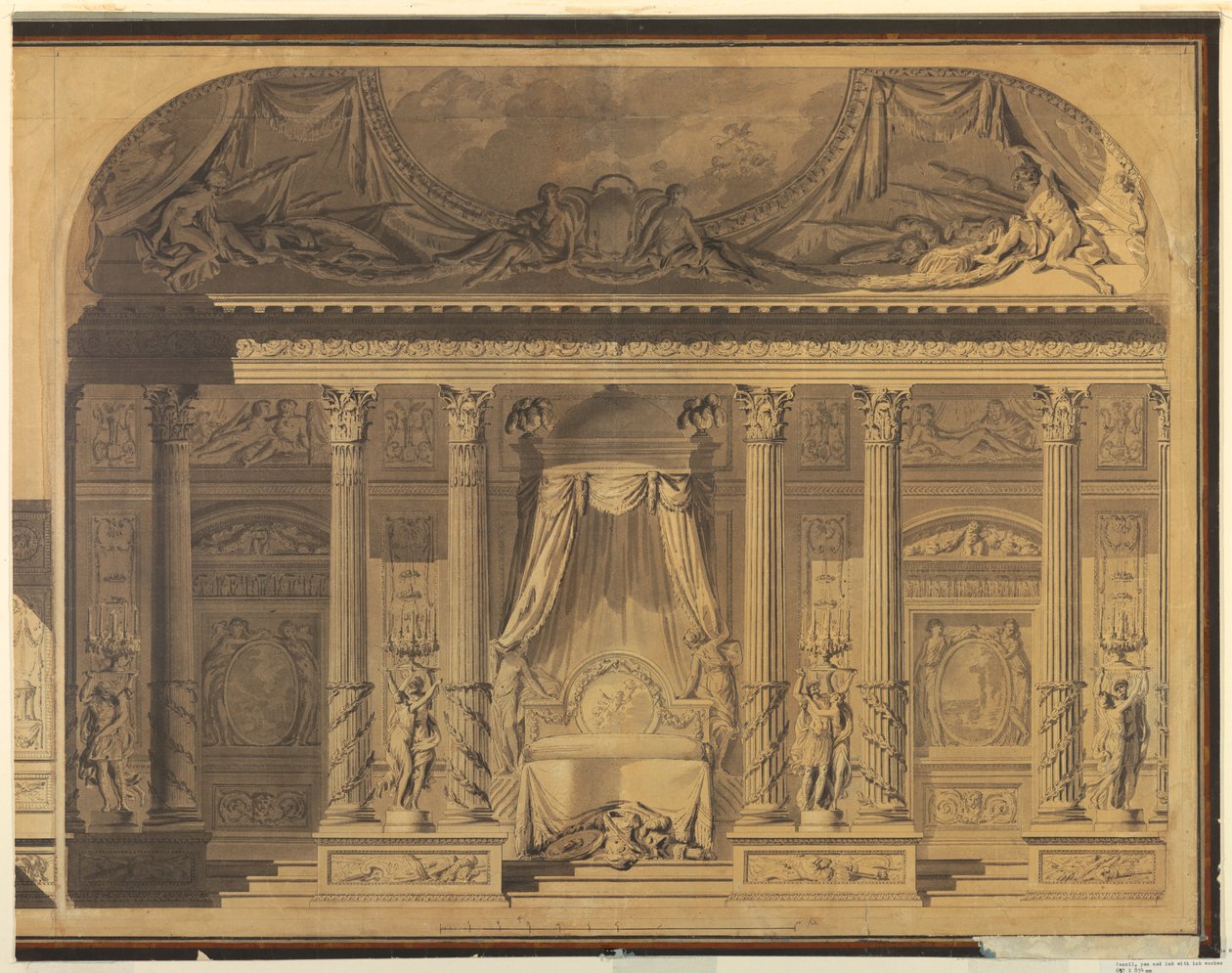 Dibujo, Diseño para un dormitorio, Hotel de Mailly-Nesle, París, 1770-80 de Unknown artistUnknown artist