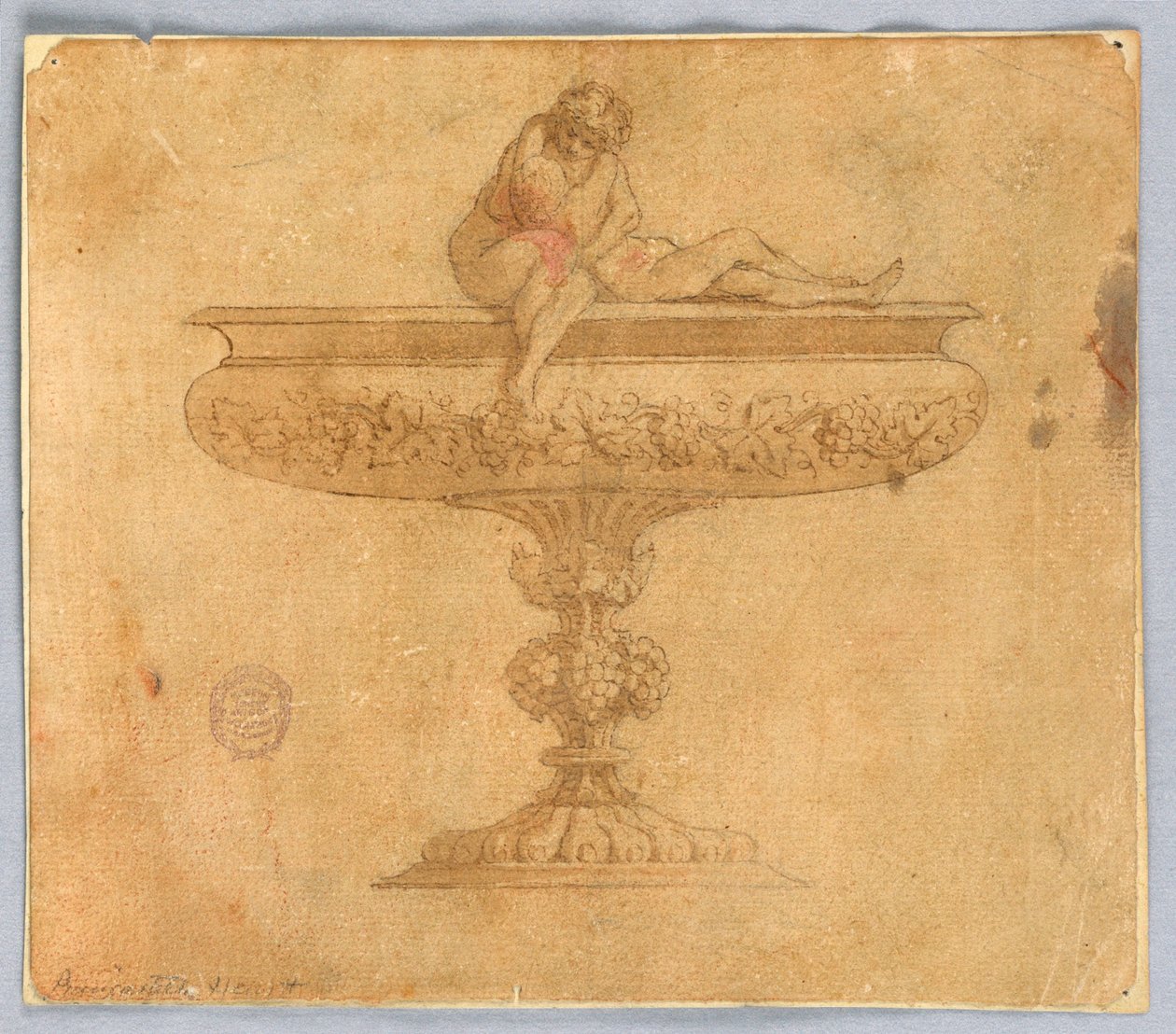 Dibujo, Diseño para un cuenco con amantes, siglos XVII-XIX de Unknown artistUnknown artist