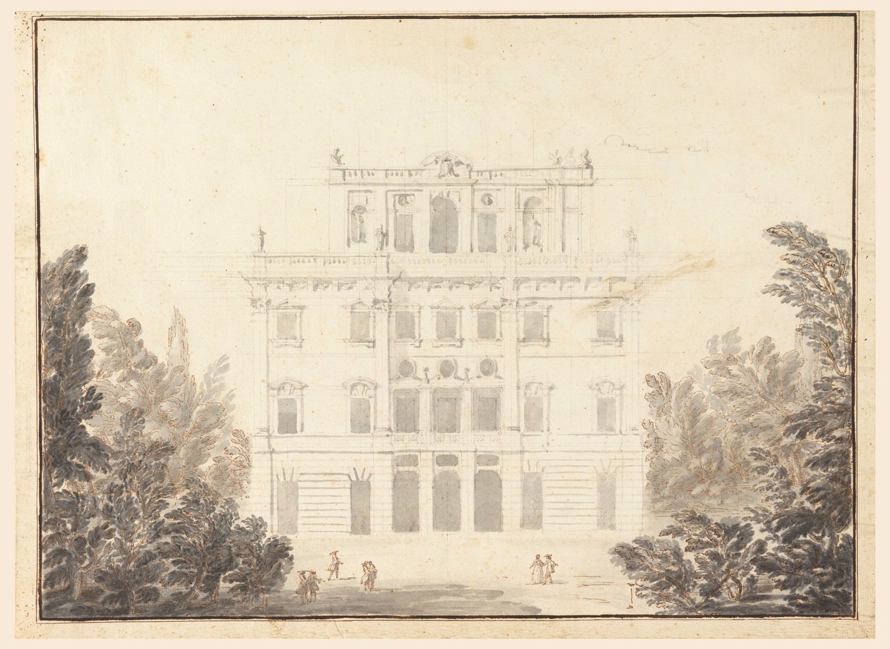 Dibujo, Diseño para un casino en un parque, 1728-84 de Unknown artistUnknown artist