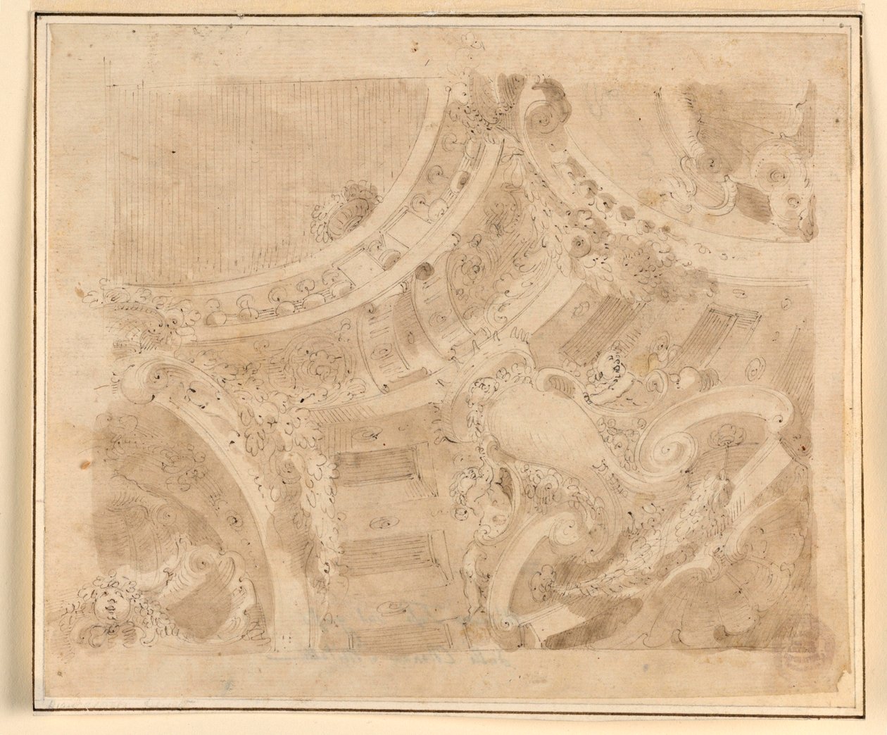 Dibujo, Diseño para un techo, 1700-1750 de Unknown artistUnknown artist