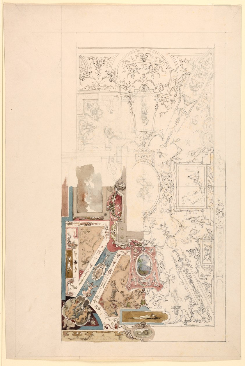 Dibujo, Diseño para un techo, 1750-1800 de Unknown artistUnknown artist