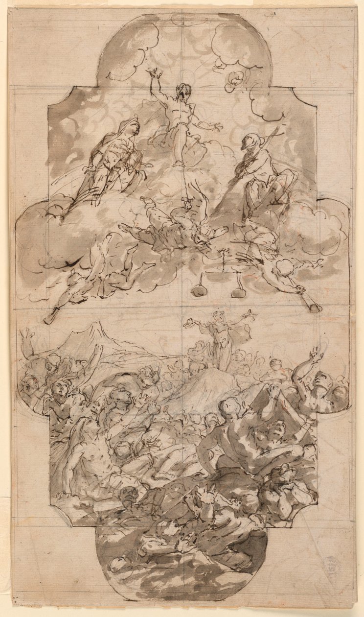 Dibujo, Diseño para el techo de una iglesia, 1700-1750 de Unknown artistUnknown artist