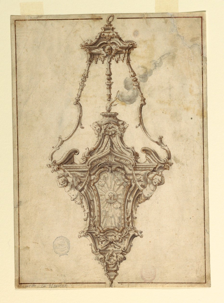 Dibujo, Diseño para un incensario, 1725-1750 de Unknown artistUnknown artist