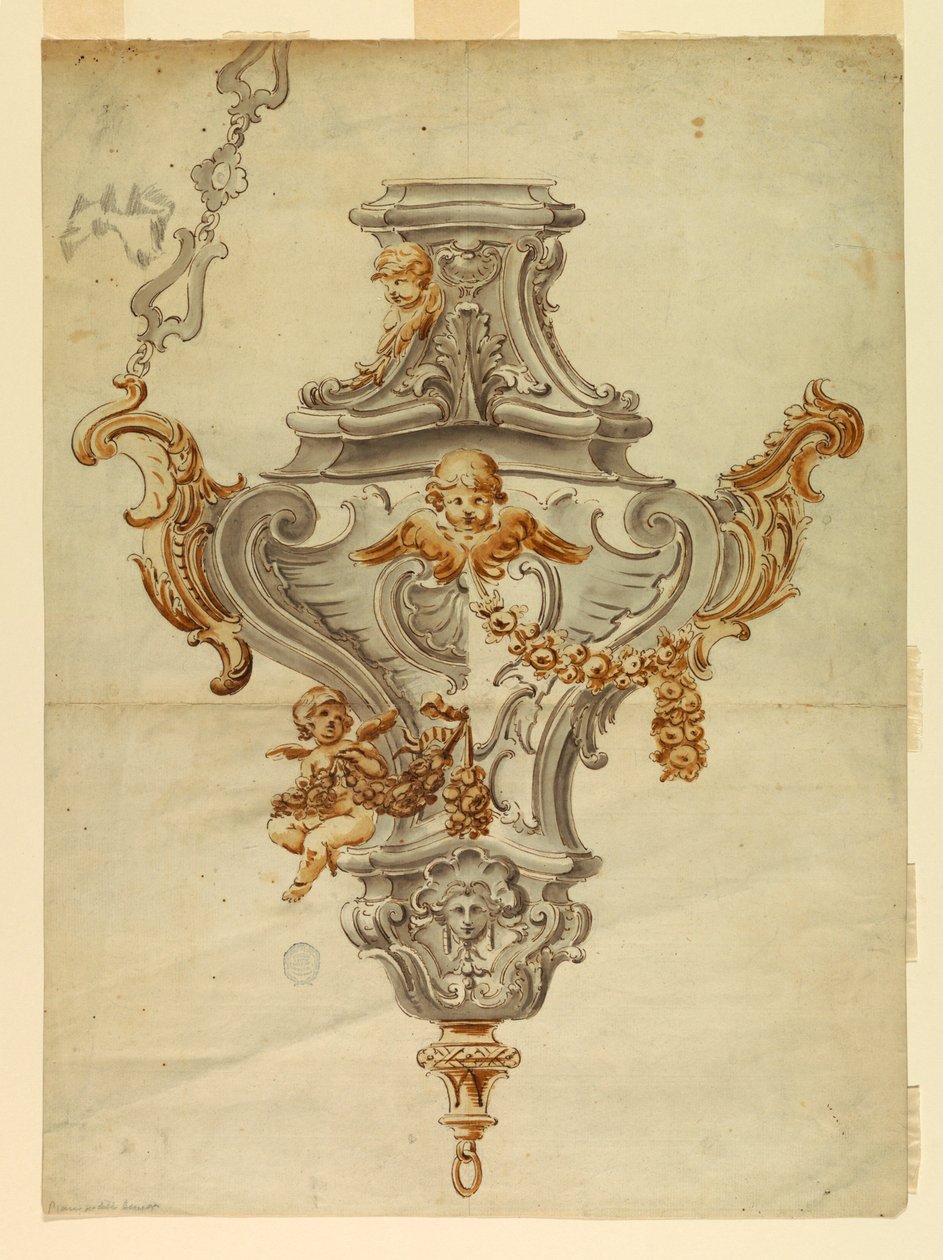 Dibujo, Diseño para un incensario, principios del siglo XVIII de Unknown artistUnknown artist
