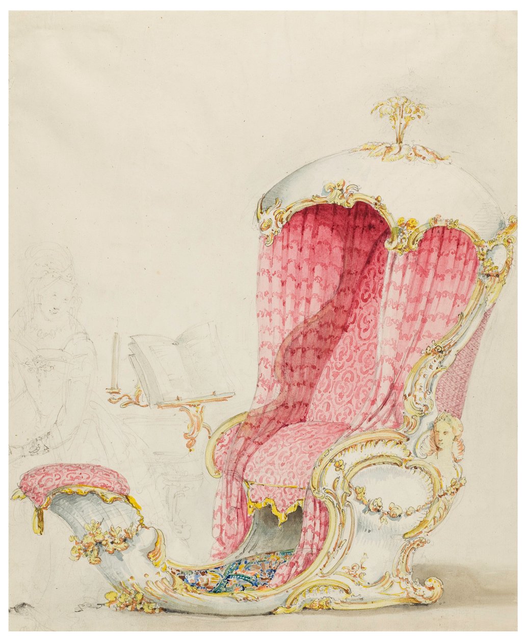 Dibujo, Diseño para una tumbona, ca. 1810 de Unknown artistUnknown artist