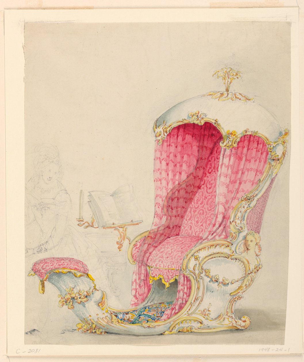 Dibujo, Diseño para una tumbona, ca. 1810 de Unknown artistUnknown artist